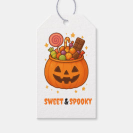 ハロウィン かぼちゃの桶いっぱいの甘いもの - ハロウィン ギフトタグ