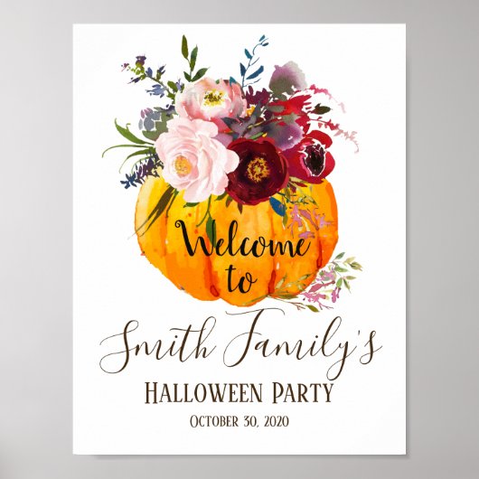 ハロウィン、かぼちゃの歓迎の看板 ポスター (正面)