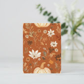 ハロウィン かぼちゃの秋のボタニカル テラコッタ ポストカード (スタンド正面)