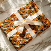 ハロウィン かぼちゃの縞模様 ジャック・オ・ランタン柄 ラッピングペーパー