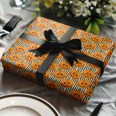 ハロウィン かぼちゃの縞模様 ジャック・オ・ランタン柄 ラッピングペーパー