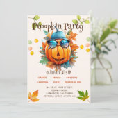 ハロウィン かぼちゃの誕生日パーティー招待状 招待状 (スタンド正面)