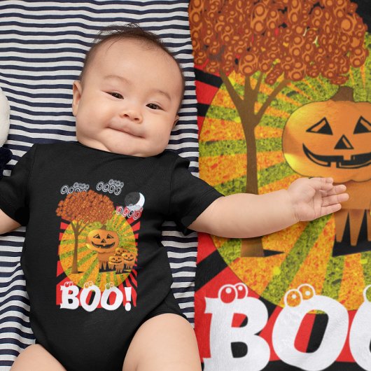 ハロウィン かぼちゃの頭 男の子用Tシャツ ベビーボディスーツ