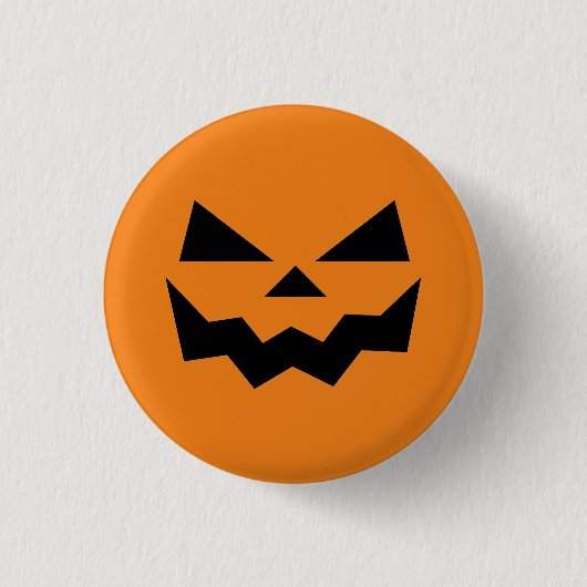 ハロウィン かぼちゃの顔 微笑 缶バッジ (正面)