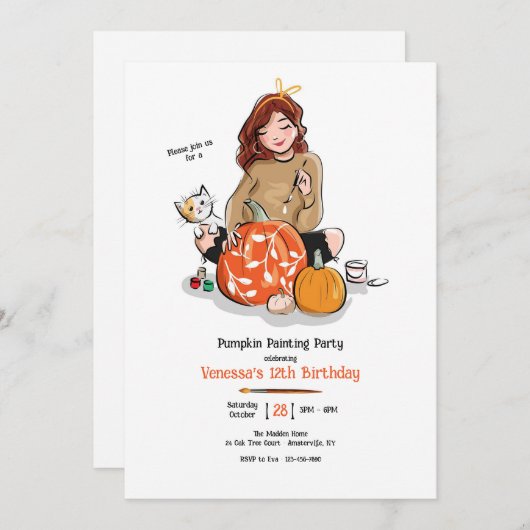 ハロウィン かぼちゃペイントパーティー 招待状 (正面/裏面)