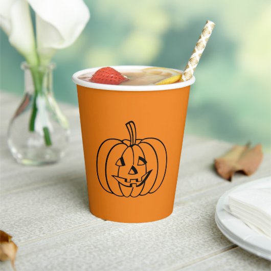 ハロウィン かぼちゃランタン 黒 オレンジ 怖い 紙コップ (インサイチュ)