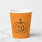 ハロウィン かぼちゃランタン 黒 オレンジ 怖い 紙コップ (正面)