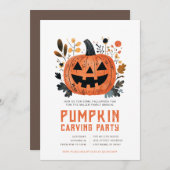 ハロウィン かぼちゃ彫りパーティーの招待状 招待状 (正面/裏面)