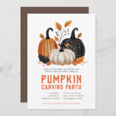 ハロウィン かぼちゃ彫りパーティーの招待状 招待状 (正面/裏面)