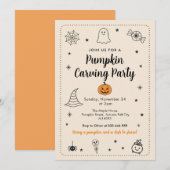 ハロウィン かぼちゃ彫りパーティー ハロウィン落書き 招待状 (正面/裏面)