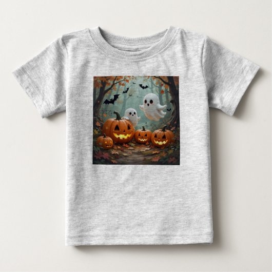 ハロウィン かぼちゃ おばけ コウモリ ベビーTシャツ (正面)
