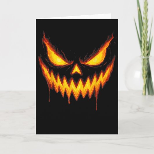 ハロウィン かぼちゃ カービング おばけの顔 カード (正面)