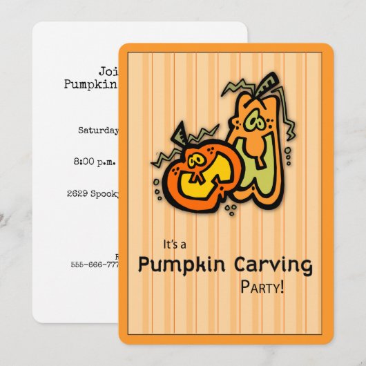 ハロウィン かぼちゃ カービング パーティーの招待状 招待状 (正面/裏面)