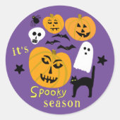 ハロウィン かぼちゃ コウモリ おばけ HAPPY HALLOWEEN ラウンドシール (正面)