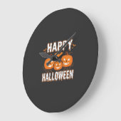 ハロウィン かぼちゃ コウモリ ベクター ラージ壁時計 (傾斜)