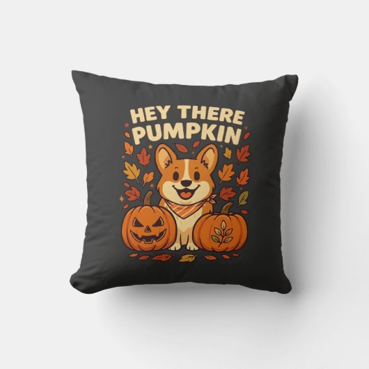 ハロウィン かぼちゃ コーギー 秋 かわいい クッション (正面)