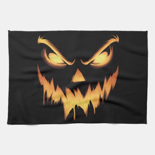 ハロウィン かぼちゃ ジャックオーランタン お化けのお面 キッチンタオル (横)