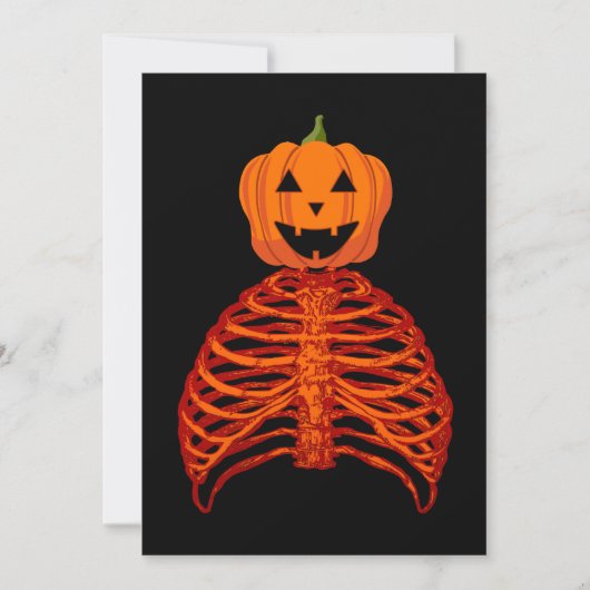ハロウィン かぼちゃ スケルトン 招待状 (正面)