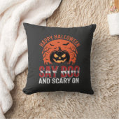 ハロウィン かぼちゃ デザイン Say Boo_1 クッション (ブランケット)