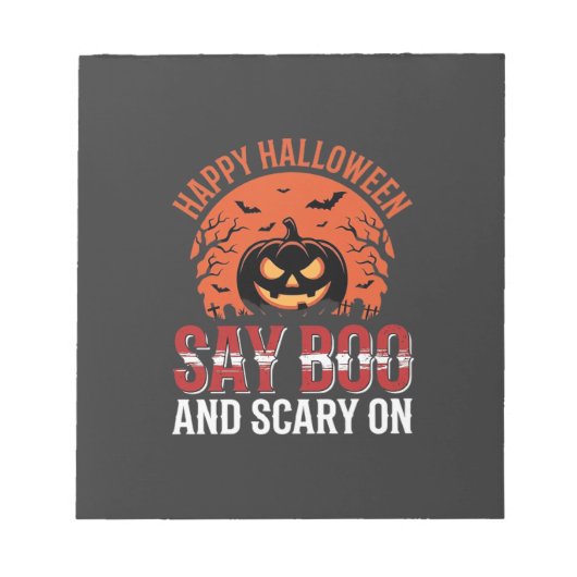 ハロウィン かぼちゃ デザイン Say Boo_1 ノートパッド (正面)