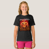 ハロウィン かぼちゃ ドクロ スケルトン  Tシャツ (正面フル)