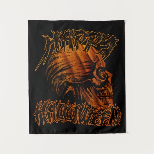 ハロウィン かぼちゃ ドクロ  タペストリー (正面)