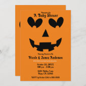 ハロウィン かぼちゃ ハートの目 赤ちゃん歓迎会 招待状 (正面/裏面)