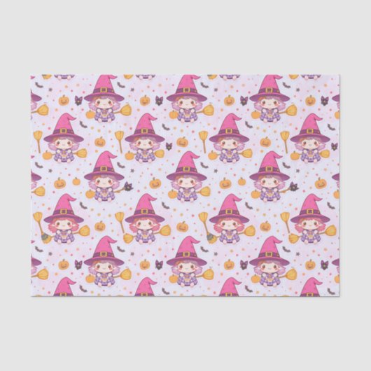 ハロウィン かぼちゃ パターン 魔法使い  薄葉紙 (正面)
