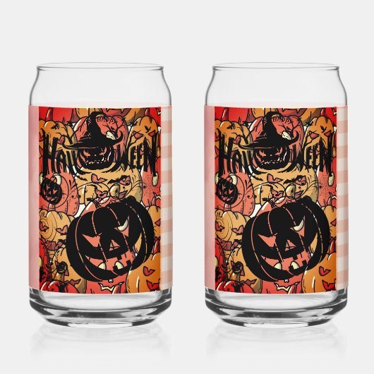 ハロウィン, かぼちゃ パーティー, ブラック ピンク ガラス缶 (正面)