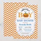 ハロウィン かぼちゃ ベビーシャワー 招待状 男の子 (正面/裏面)