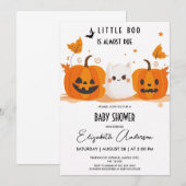 ハロウィン かぼちゃ リトル ブー ベイビー シャワー 招待状 (正面/裏面)