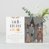ハロウィン かぼちゃ リトル ブー 子供 フォト バースデー サンキューカード (スタンド正面)