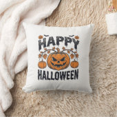 ハロウィン かぼちゃ レトロ風 彫刻 デザイン_1 クッション (ブランケット)