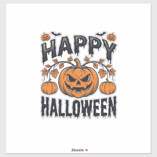 ハロウィン かぼちゃ レトロ風 彫刻 デザイン_1 シール (シート)