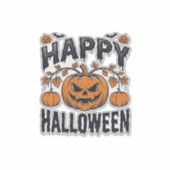 ハロウィン かぼちゃ レトロ風 彫刻 デザイン_1 シール (正面)