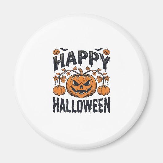 ハロウィン かぼちゃ レトロ風 彫刻 デザイン_1 マグネット (正面)