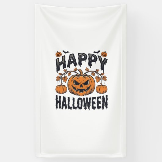 ハロウィン かぼちゃ レトロ風 彫刻 デザイン_1 横断幕 (縦)