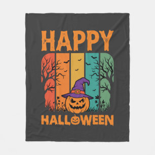 ハロウィン かぼちゃ ヴィンテージ ベクター フリースブランケット