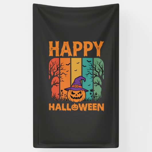ハロウィン かぼちゃ ヴィンテージ ベクター 横断幕 (縦)