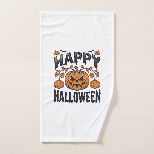 ハロウィン かぼちゃ ヴィンテージ 彫刻 デザイン 1 ハンドタオル (ハンドタオル)