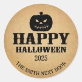 ハロウィン かぼちゃ 包装紙 ブラウン ラウンドシール (正面)