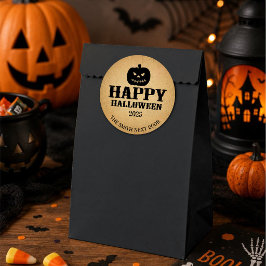 ハロウィン かぼちゃ 包装紙 ブラウン ラウンドシール