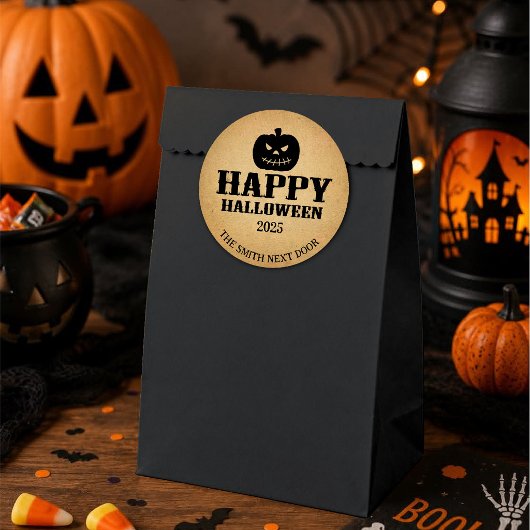 ハロウィン かぼちゃ 包装紙 ブラウン ラウンドシール