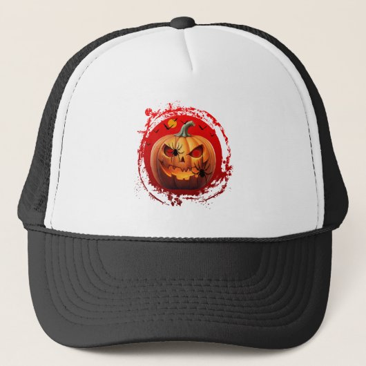 ハロウィン かぼちゃ 怖い クモ コウモリ キャップ (正面)