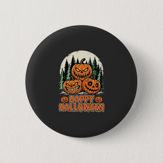 ハロウィン かぼちゃ 森林 ベクター 缶バッジ (正面)