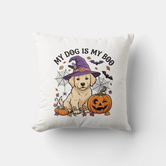 ハロウィン かぼちゃ 犬 ウィッチ パピー_1 クッション (正面)