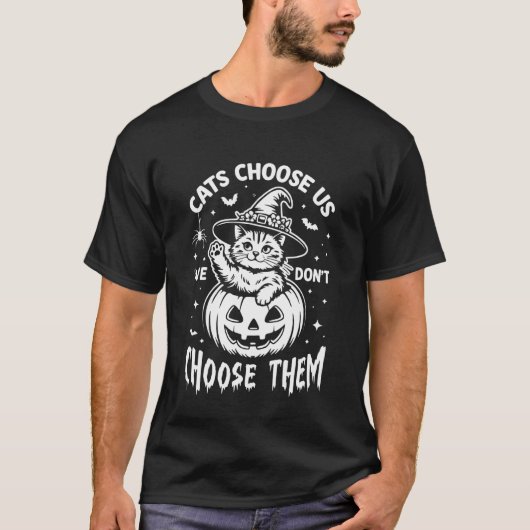 ハロウィン かぼちゃ 猫 私たちは選ばない Tシャツ (正面)