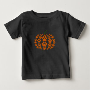 ハロウィン かぼちゃ 肉球 プリント 犬 感謝祭 ベビーTシャツ