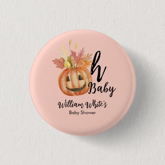 ハロウィン かぼちゃ 落葉 ベビーシャワー Oh Baby! 缶バッジ (正面)