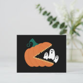 ハロウィン かぼちゃ 面白い おばけ 男の子 子供  ポストカード (スタンド正面)